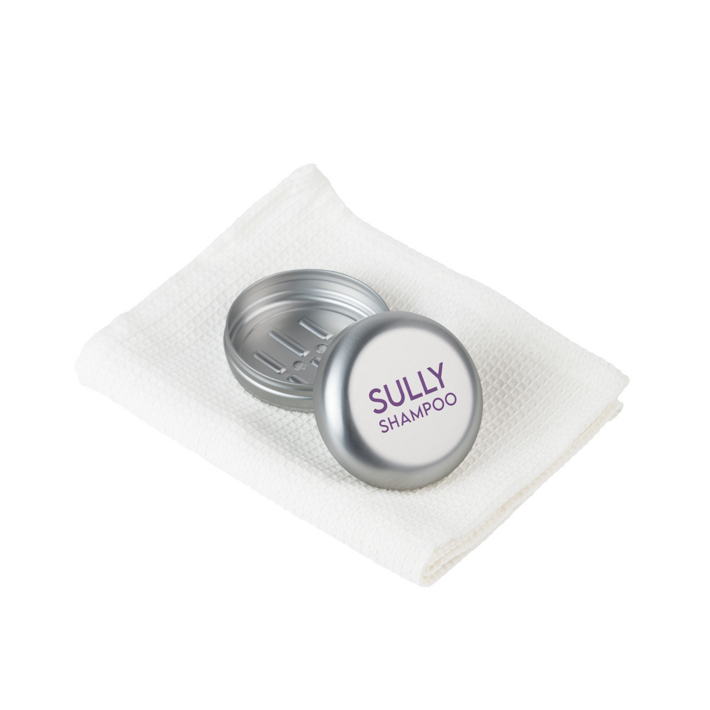 Алуминиева кутийка за твърд шампоан SULLY Naturals – кръгла кутия за пътуване с оттичане