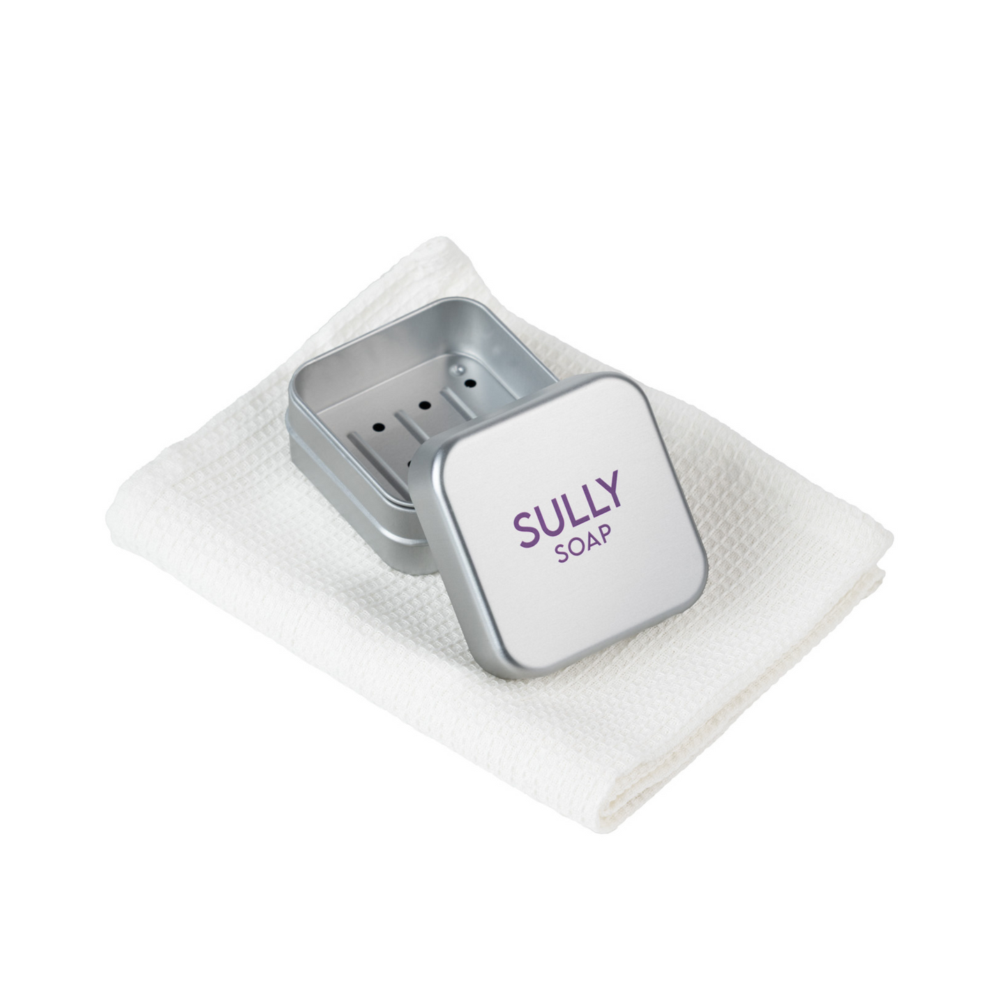 Алуминиева кутийка за сапун SULLY Naturals от три части с дупчици за оттичане