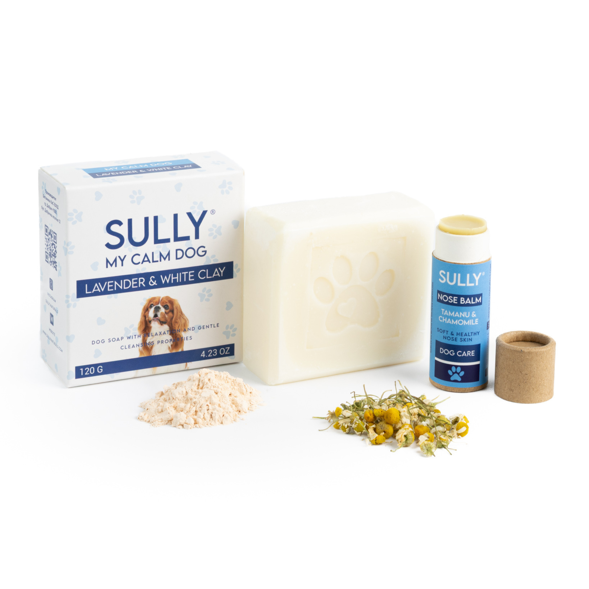 Комплект за спокойна грижа за кучета със сапун MY CALM DOG и балсам за носле SULLY