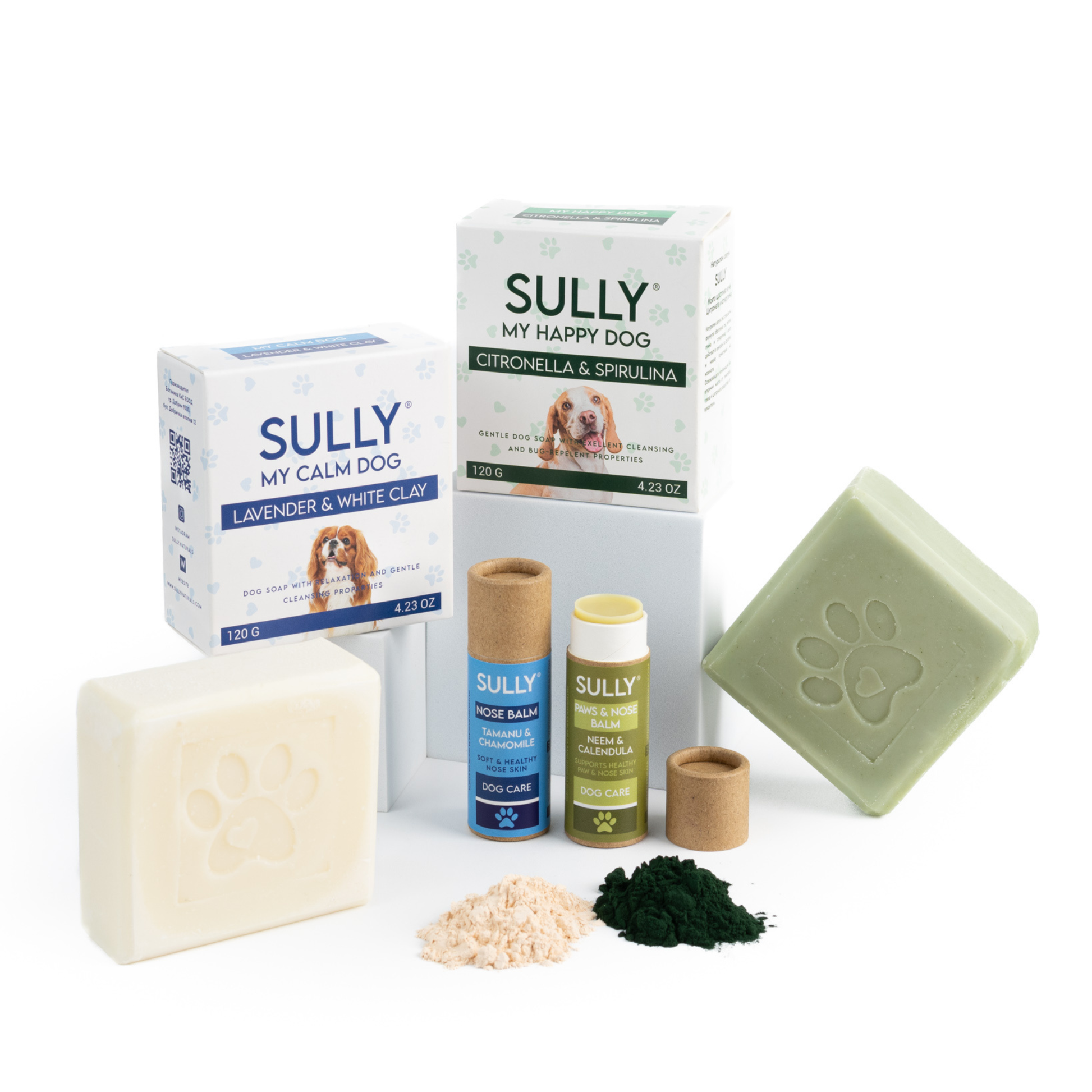 Натурален комплект за грижа за кучета със сапуни и балсами за лапи и нос SULLY