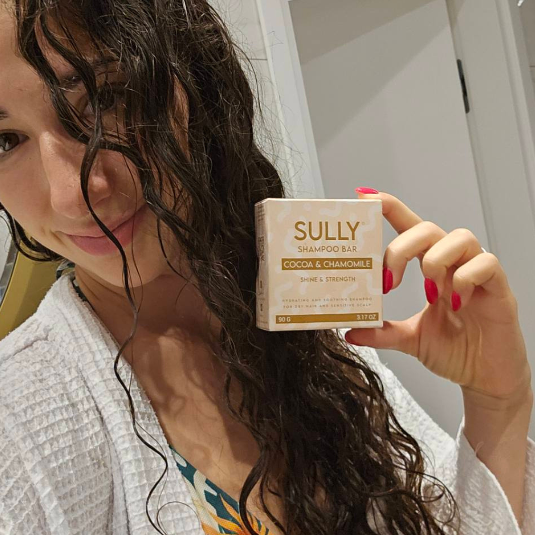 Твърд шампоан SULLY Cocoa & Chamomile – реална употреба, чиста и спокойна коса след измиване